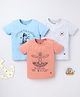 Ed-a-Mamma Set Of 3 Half Sleeves Graphic Print Tee - Off White Peach Blue