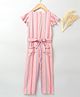 Ed-a-Mamma Short Sleeves Striped Jumpsuit - Pink