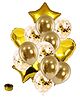 Shopperskart Chrome Confettie Star Shape Foil Balloon Combo Golden - Pack Of 20