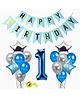 Shopperskart 1st Happy Birthday Combo For Birthday Party Decoration Blue Silver - Pack of 49