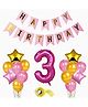 Shopperskart 3rd Birthday Decoration Kit Pink - Pack of 49