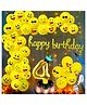 Shopperskart 4th Birthday Smiley Printed Decoration Kit Yellow - Pack of 108