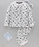 Earth Conscious Full Sleeves Animal Printed Night Suit - Off White