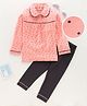 Earth Conscious Full Sleeves Polka Printed Night Suit - Peach