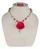 Daizy Floral Design Necklace With Bracelet - Pink