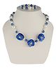 Daizy Floral Design Necklace With Bracelet - Blue
