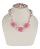Daizy Floral Design Necklace With Bracelet - Baby Pink