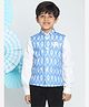 Vastramay Sleeveless Ikat Nehru Jacket - Light Blue