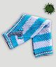 Knitting by Love Elephant Applique Hand Knit Full Size Baby Blanket - Blue & White