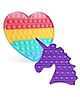 Wishkey Heart & Unicorn Shaped Silicone Fidget Stress Relief Anti-Anxiety Relaxing Toy Pack of 2 - Multicolour