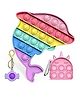 Wishkey Whale Shaped & 2 Keyring Pop Bubble Stress Relieving Silicone Pop It Fidget Toy Pack of 3 - Multicolour