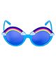 Spiky Blue Frame Blue Lens Round Sunglasses - Blue