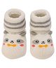 Yellow Bee Animal Design Anti-Skid Socks - Grey
