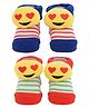Yellow Bee Smiley Patch Anti-Skid Socks Combo for Kids - Blue Red