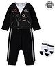 Lily and Jack Full Sleeves Onesie and Lounge Pant With Socks - Black
