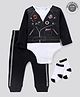 Lily and Jack Full Sleeves Onesie and Lounge Pant With Socks - Black