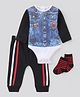 Lily and Jack Full Sleeves Onesie and Lounge Pant With Socks - White