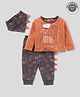 Lily and Jack Full Sleeves T-Shirt & Jogger With Bib - Orange