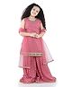 Adiva Kids Sleeveless Block Foil Print Kurti With Sharara Pants & Dupatta - Pink
