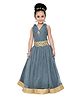 Adiva Sleeveless Flower Embellished Maxi Length Gown Dress - Grey