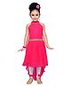 Adiva Girls Sleeveless Georgette Solid High Low Knee Length Dress  - Rani