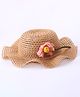 Babyhug Straw Hat With Flower Applique - Brown