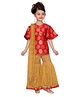Adiva Half Sleeves Embroidered Kurta With Sharara & Dupatta - Red