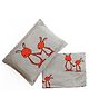 Pluchi Mumma & Baby Bunny Cotton Knitted Cot Sheet & Pillow Set - Grey