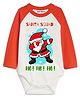 Knitroot Cotton Knit Christmas Theme Full Raglan Sleeves Santa Squad Text Printed Onesie- Red & White