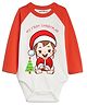 Knitroot Cotton Knit Christmas Theme Full Raglan Sleeves My First Christmas Text Printed Onesie - Red & White