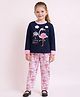 Little Marine Full Sleeves Flamingo Print Night Suit - Blue