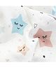 Yellow Doodle Twinkly Stars Printed Reversible Organic Cotton Muslin Blanket - Grey