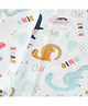 Yellow Doodle Dino Friend Printed Reversible Organic Cotton Muslin Blanket - Multicolour