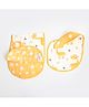 Yellow Doodle Baby Giraffe Printed Reversible Organic Cotton Muslin Bib & Burp Cloth Set - Yellow