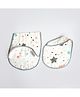 Yellow Doodle Twinkly Stars Printed Reversible Organic Cotton Muslin Bib & Burp Cloth Set - Grey