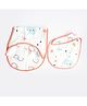 Yellow Doodle In The Sky Printed Reversible Organic Cotton Muslin Bib & Burp Cloth Set - Peach