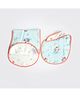 Yellow Doodle Unicorn Printed Reversible Organic Cotton Muslin Bib & Burp Cloth Set - Multicolour
