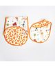 Yellow Doodle Baby Animal Printed Reversible Organic Cotton Muslin Bib & Burp Cloth Set - Multicolour