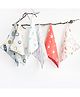  Yellow Doodle Lil Travellers Printed Organic Cotton Muslin Wipes Pack Of 6 - Multicolour
