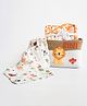 Yellow Doodle Baby Animals Organic Cotton Welcome Baby Gift Basket - Multicolour
