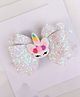 FOLLOW THE NEEDLE Unicorn Bow Hair Clip - White
