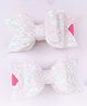 FOLLOW THE NEEDLE Set Of 2 Sequined Bow Hair Clips - White