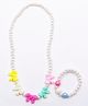 Jewelz Beaded Bow Design Necklace With Bracelet - White