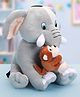 Babyhug Elephant with attached Monkey Soft Toy for Kids|Huggable Plush Animal Duo for Snuggles,Imaginative Play & Emotional Development|Cuddly Toy ideal for gifting|2+ Years|BIS|Height-30 cm