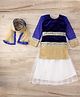 Aarika Embroidered Top With Lehenga & Dupatta Set - Blue & White