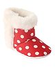 Chiu Faux Fur Lined Polka Booties - Red