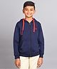 Zion  Full Sleeves Kangaroo Pocketed Color Blocked Hooded Jacket - Blue