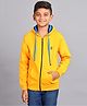 Zion  Full Sleeves Kangaroo Pocketed Color Blocked Hooded Jacket - Yellow