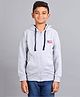 Zion Boys Full Sleeves Flag Embroidered Hooded Jacket - Grey