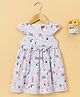 Yellow Duck Half Sleeves Frock Unicorn Print - Grey